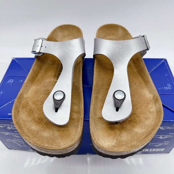 Birkenstock Gizeh Birko-Flor Thong Sandal Silver EU 42 Mens US 9- 9.5/ Wms US 11 - Picture 5 of 13